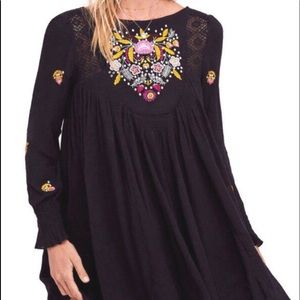 Free People new with tags black Embroidered dress